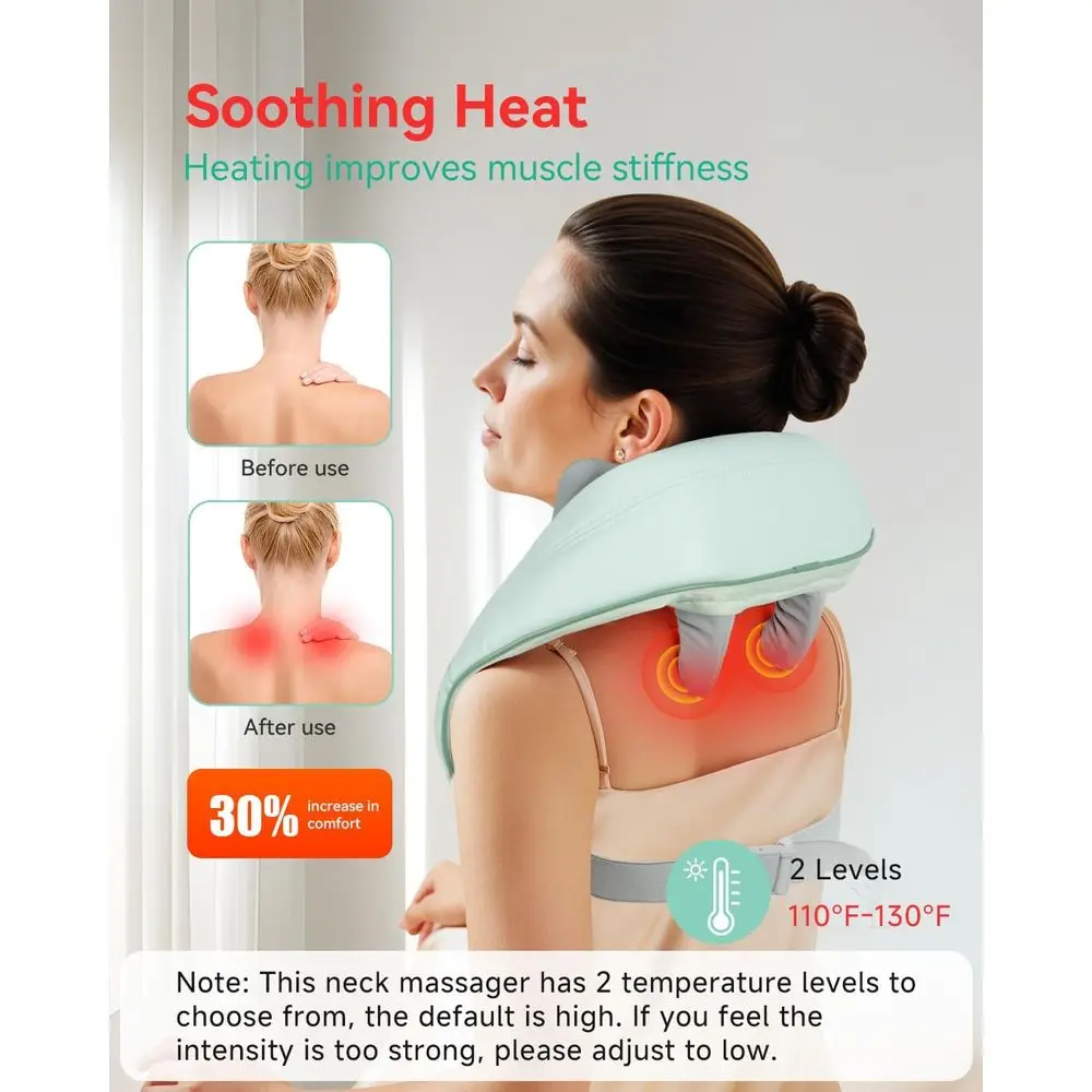 مدلك شياتسو للرقبة والكتف 4D معزز للحرارة لتخفيف الأنسجة العميقة، هدية مثالية للآباء