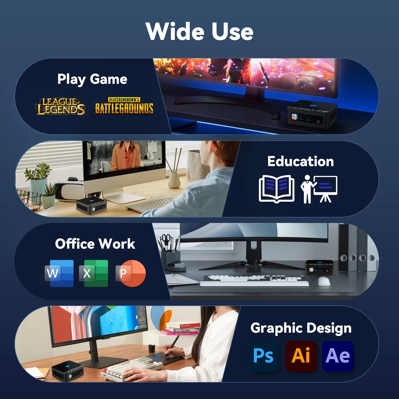 MOREFINE M9 Pro Mini PC con Core i7-13620H di 13a generazione 16G DDR4 RAM1TB PCIe4.0 NVME SSD Supporto per computer desktop Display schermo 4K