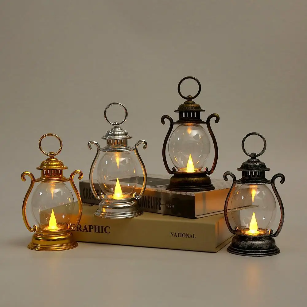 Tragbare Vintage-Öllampe, Weihnachts-LED-Nachtlichter, batteriebetrieben, für drinnen und draußen, hängende Laternen, festliche Party-Dekoration – Detail 1