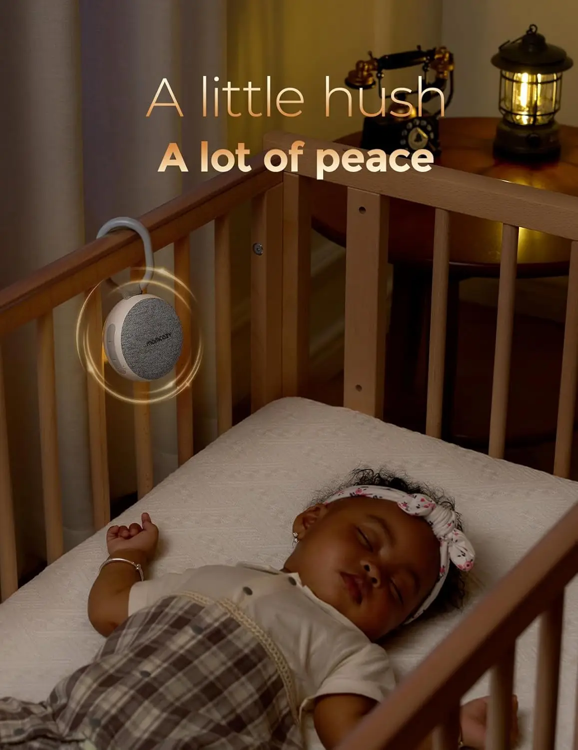 Portable Baby Sound Machine with Night Light, 20 Soothing Sounds, Timer, USB-C Power, Stroller Clip
