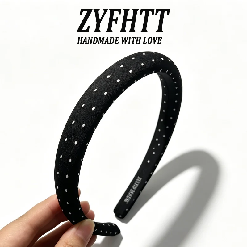 1/4 Stück ZYFHTT Schwarz-weiß gepunktetes Stirnband für Damen, breites Haarband, modisches Haarband zum Gesichtwaschen, Haarreifen, Haar-Accessoires – Detail 9