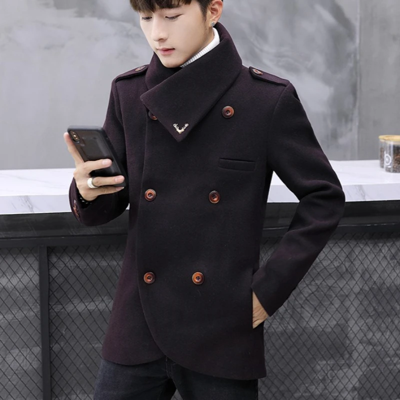Winter Men’s Large Collar Woolen Jacket Korean Slim Fit Casual Business Coat Double-breasted Streetwear Overcoat Men Clothing 5 Winter Men's Large Collar Woolen Jacket Korean Slim Fit Casual Business Coat Double-breasted Streetwear Overcoat Men Clothing 5