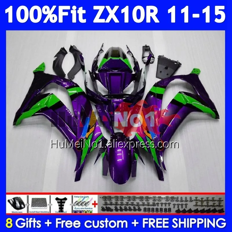 Injection For KAWASAKI NINJA ZX 1000 10R 10 R 219No.22 ZX10R 11 12 13 14 15 ZX-10R 2011 2012 2013 2014 Purple green 2015 Fairing