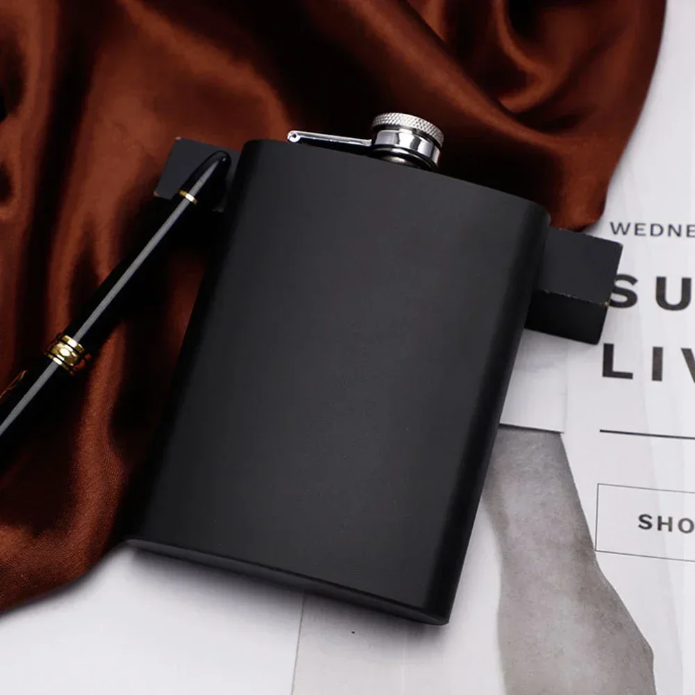 

6/8oz Mini Black Hip Flask Stainless-Steel Whiskey Liquor Wine Bottle Outdoor Travel Camping Portable Pocket Alcohol Flask