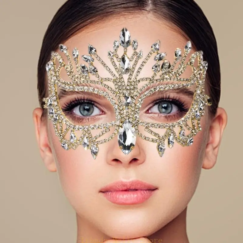 N5KB Rhinestones Masquerade Mask half gezichtsmasker voor mannen vrouwen maskerade Halloween