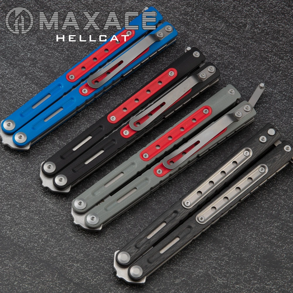 Maxace Hellcat Butterfly Trainer Knife g10 Inaly Tc4 Liner Handle Trainer Bushing System EDC Tools Smooth Flipping Folding Knife