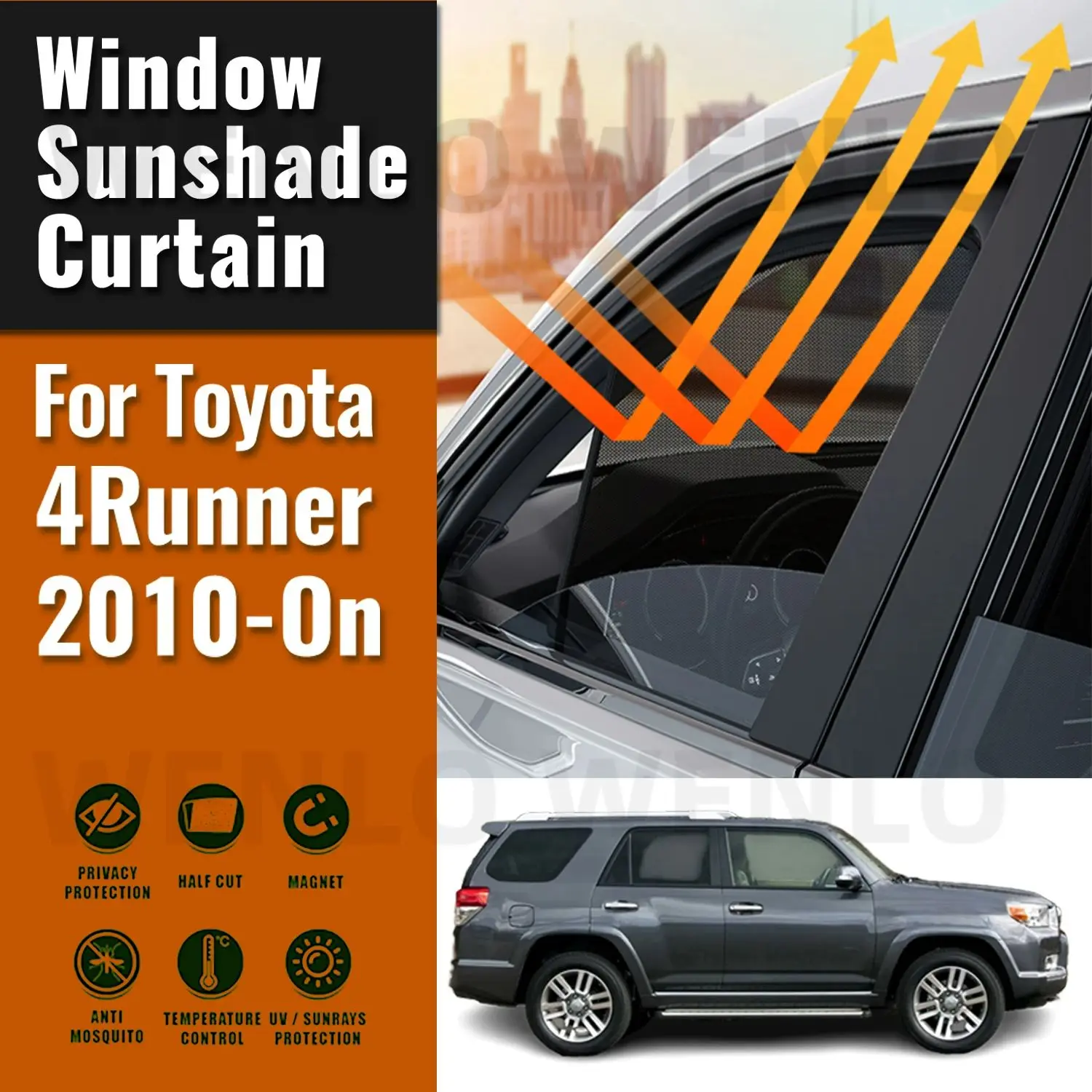 For Toyota 4Runner 2010-2022 2023 Magnetic Car Sunshade Visor Front Windshield Frame Curtain Rear Side Window Sun Shade Shield