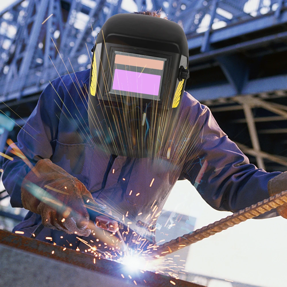 Casco de soldadura con energía Solar, máscara de soldador, vista grande, oscurecimiento automático, lente de Color verdadero, corte de molienda de soldadura de arco