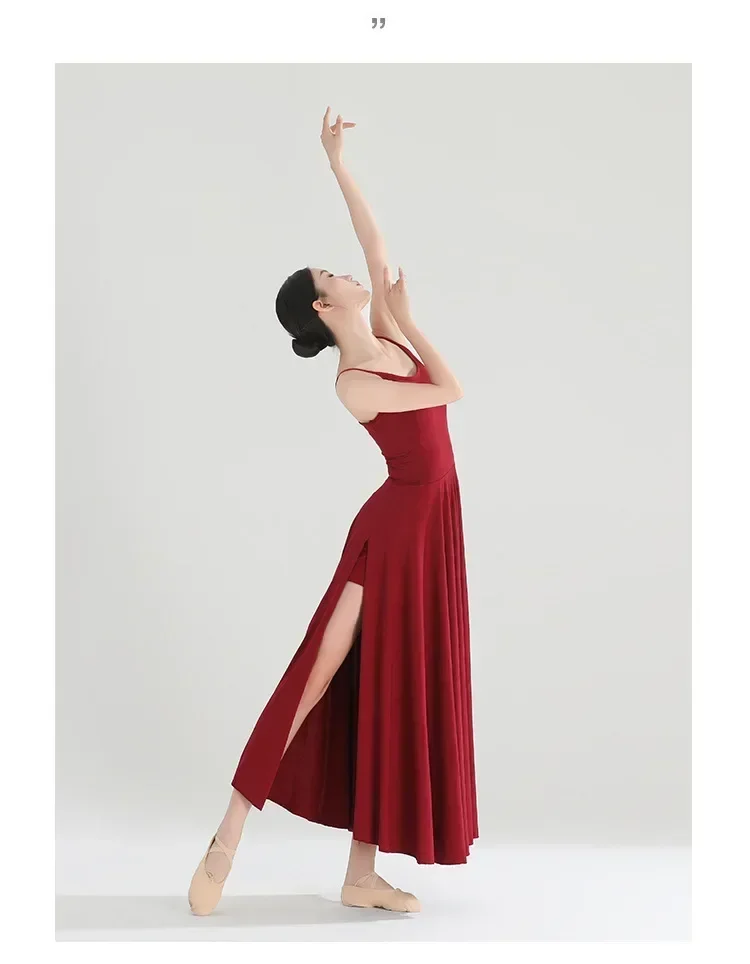 Klassisches Tanzkostüm, Kleid mit breiten Trägern und weitem Rock, fließendes Kleid im chinesischen Stil, modernes Tanzkostüm für Ballett, Damen. – Detail 10