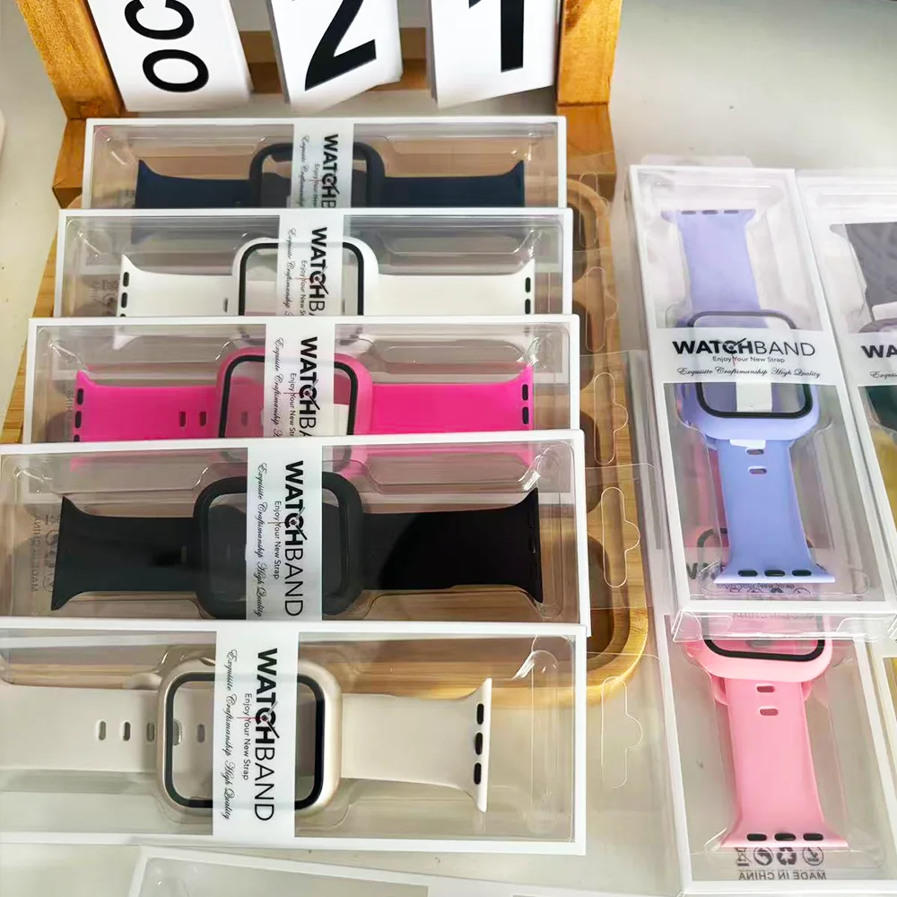 Armband + Glas + Gehäuse für Apple Watch Band 45 mm 40 mm 44 mm 41 mm 38 mm 42 mm Armband iWatch Serie 10 11 8 9 7 6 5 4 3 SE Silikonarmband