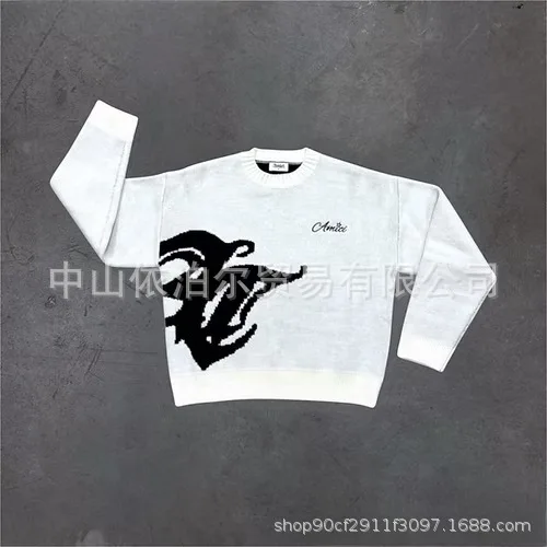 Autumn and winter 2025 new fashion letter embroidery planet jacquard round neck  sweater  men and women high street sweater