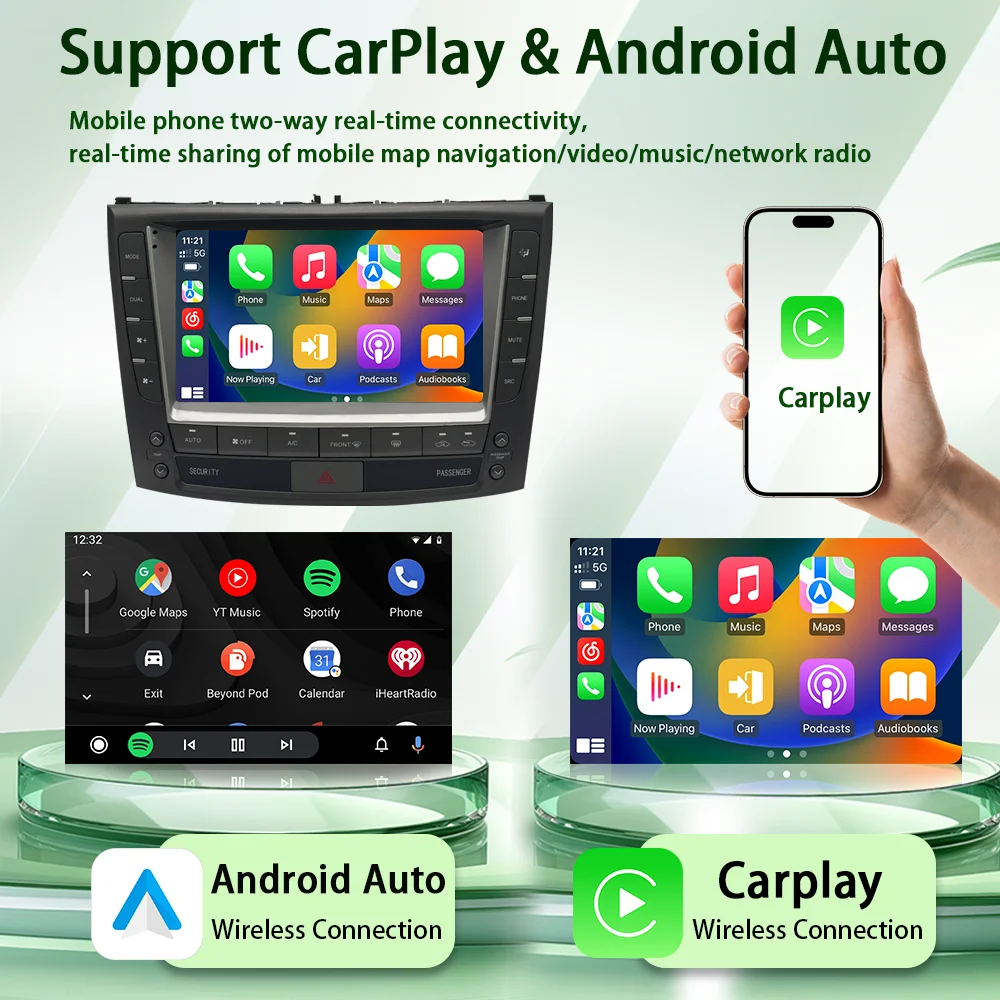 لاسلكي Carplay السيارات أندرويد 14 راديو السيارة لكزس IS250 IS300 IS200 IS220 IS350 4G LTE مشغل أسطوانات للسيارة لتحديد المواقع الملاح مشغل فيدو #4