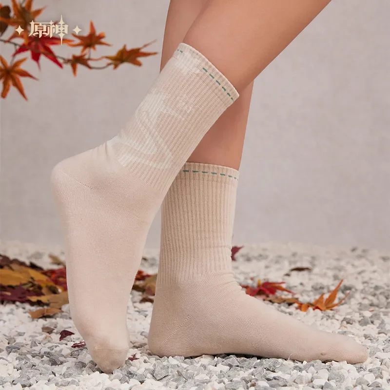 Oficial genshin impacto kaedehara kazuha haori maple leaf masculino mulher moda casual meias médias doujin cosplay presentes