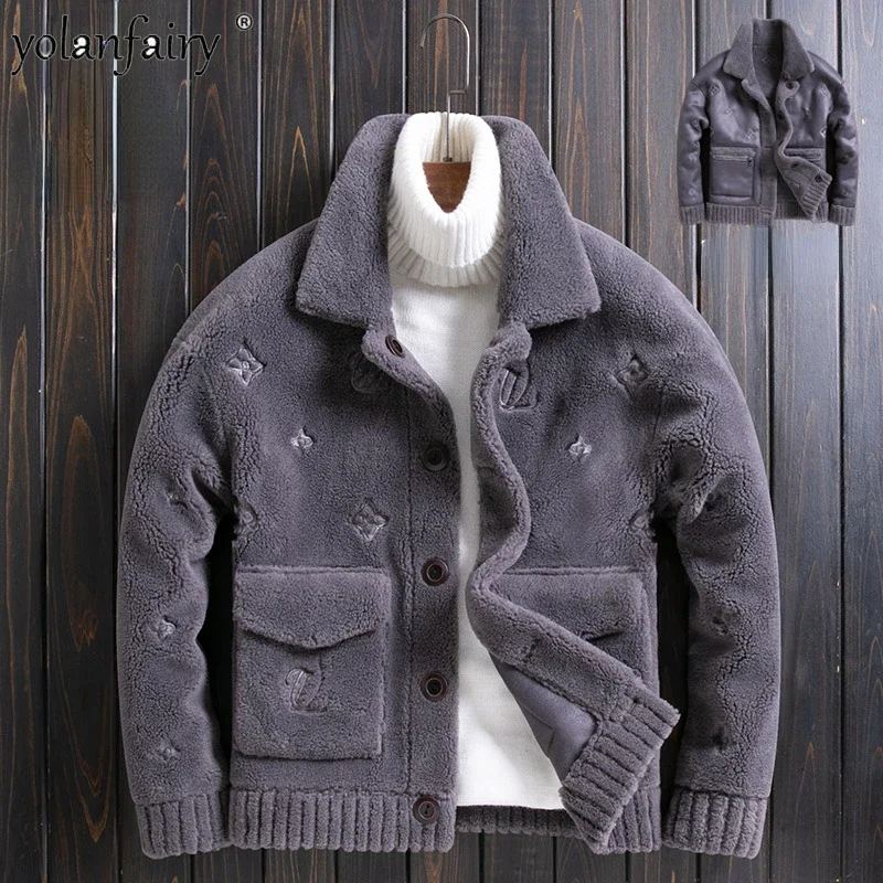 2023 New Particle Sheep Fleece Coat Men's Winter Jacket Reversible Wool Real Fur Coat Male Warm Fur Clothing Chaquetas Hombre FC