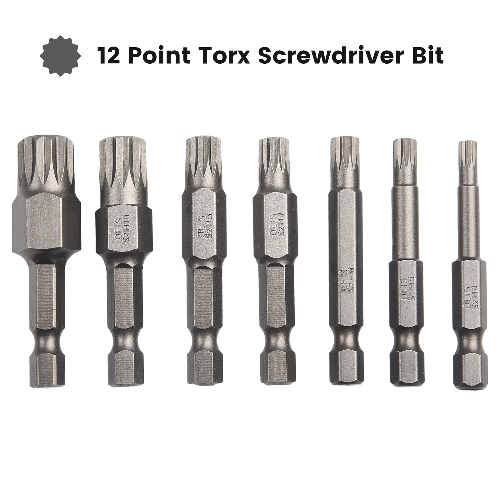 

7pcs/set 50mm 12 Point Torx Screwdriver Bit Alloy Steel 1/4'' Hex Shank Magnetic Screwdriver Bit For Electric Screwdrivers Tools