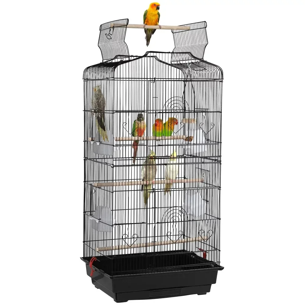 

Large 36" Metal Bird Cage with Play Top for Parakeets and Lovebirds, Black