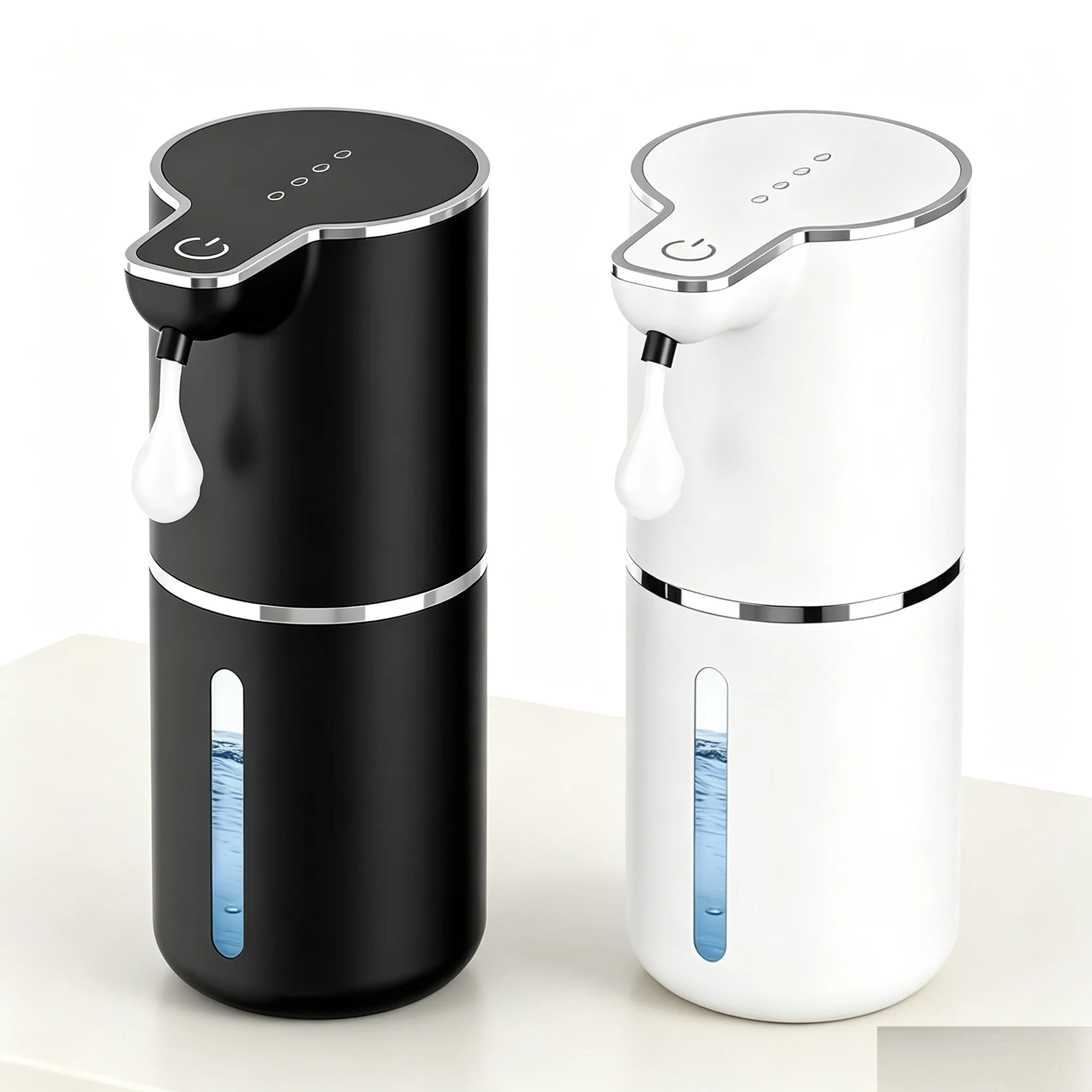 ouchless Automatic Foam Soap Dispenser, Wall Mount & Countertop USB Rechargeable Sensor Soap Dispenser, White & Black Optional f