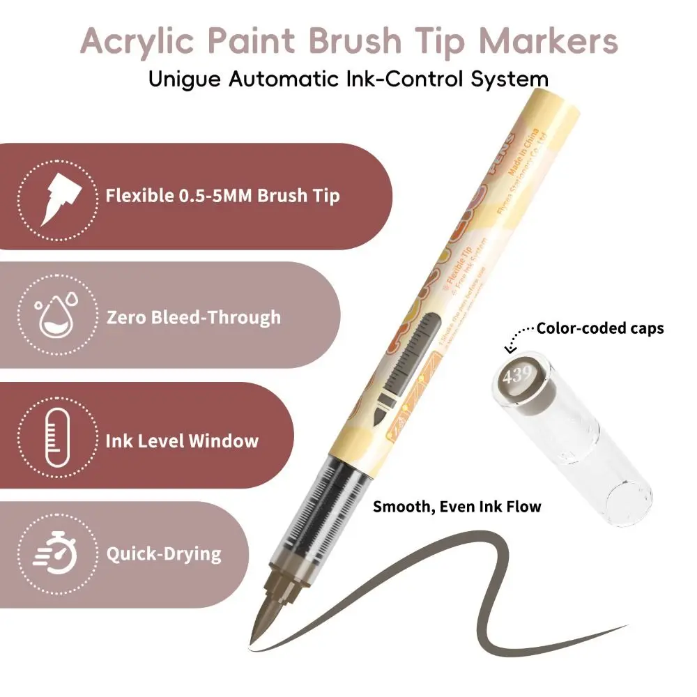 12 Colors Acrylic Paint Markers Soft Brush Tip DIY Acrylic Marker Pen Drawing Direct-Liquid Ink Premium Highlight Marker Fabric
