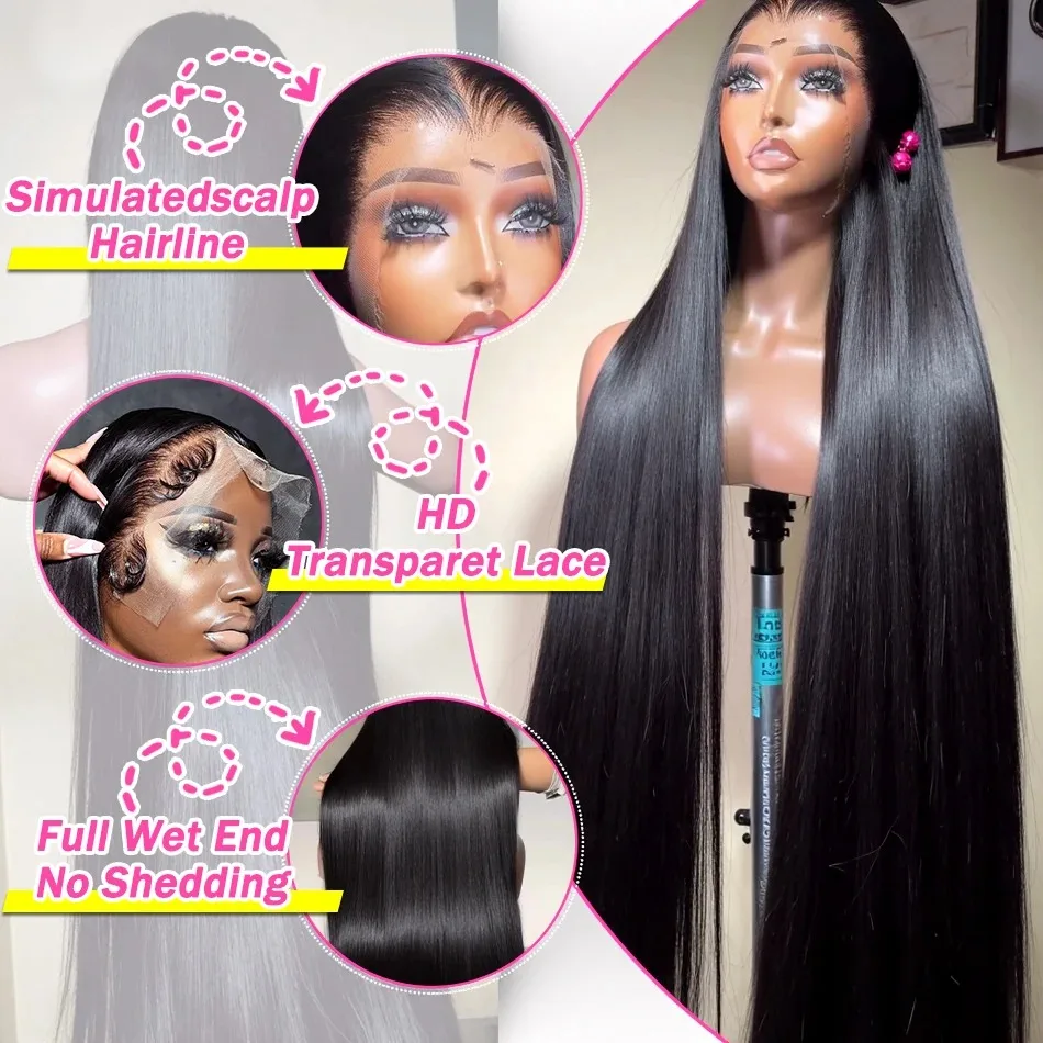 230 Density 13x6 Bone Straight Hd Lace Front Wig 28 36Inch 13x4 Lace Frontal Human Hair Wigs For Women Vitenamese Hair Wigs image 3