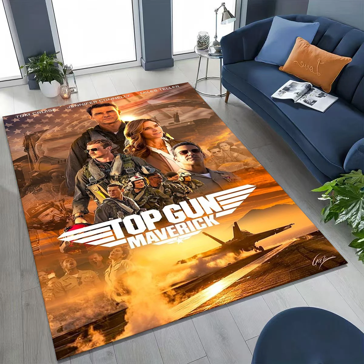 

2026 Top Gun Tom Cruise Fighter Sign Art Carpet Rug for Bedroom Living Room Sofa Home Doormat Decor,Large Kid Non-slip Floor Mat