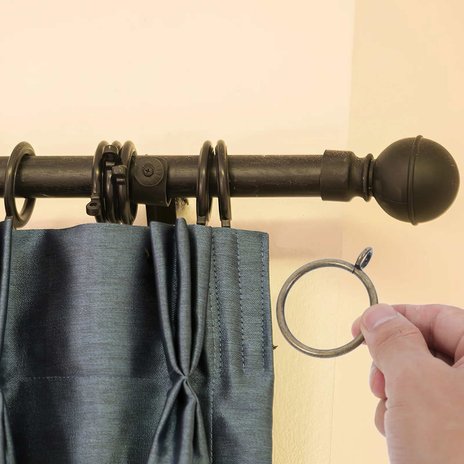 20pcs Curtain Ring Hooks Eyelet Hoops Stainless Steel Quiet Shower Window Drapes Hardware Accessories