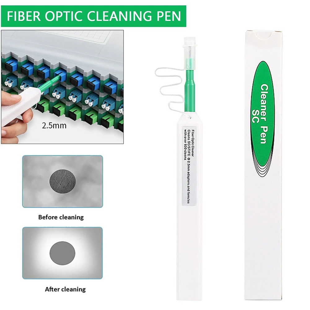 For Use With ST Connectors Fiber Cleaner Optical Cleaner 2.5mm One-Click Fiber Optic Cleaning Pen Antistatic Resin
