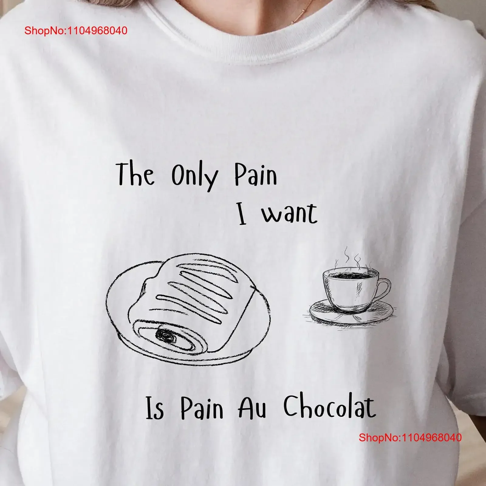 الألم أو الشوكولاته تي شيرت الكرواسون المتضخم مضحك عاشق أضيق الحدود بينتيست الجمالية القهوة العصرية خمر غسلها أوم