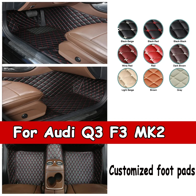 

Car Mats For Audi Q3 F3 MK2 2019~2022 Durable Anti Dirt Rug Auto Floor Mat Luxury Leather Carpet Set Car Interior Accessories