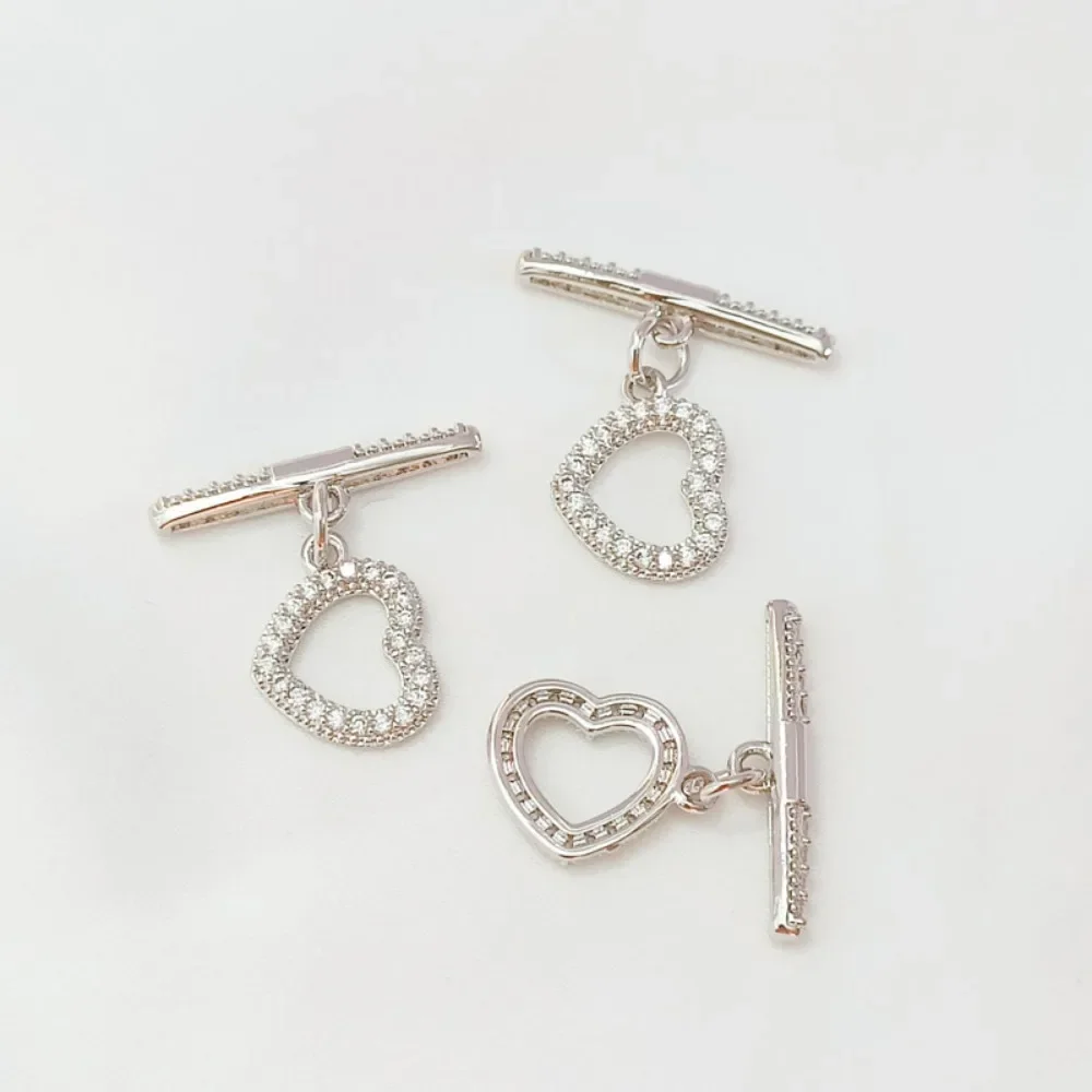 سوار من اللؤلؤ بمشبك OT على شكل قلب من الزركون المطلي بالذهب عيار 14 قيراط، مشبك توصيل سلسلة DIY رأس QQ