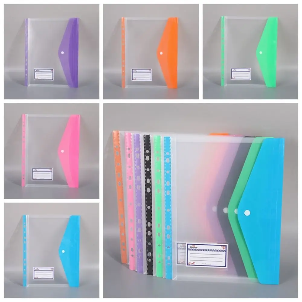 6pcs Document Organiser A4 File Folders Wallets File Organizer Transparent Binder Pouch Organizer Colorful Waterproof