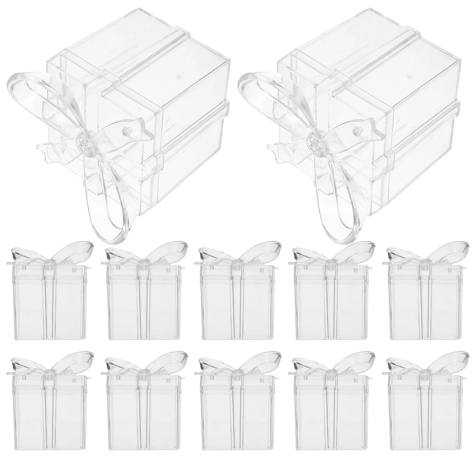 

12pcs Transparent Candy Boxes Clear Material Sturdy Square Structure Durable Quality Wedding Party Favors Plastic Treat Boxes