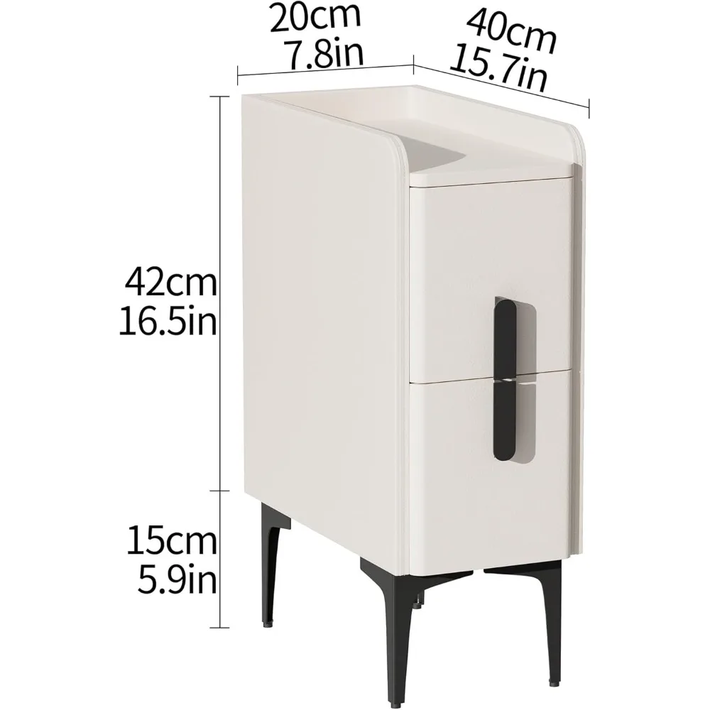 منضدة رفيعة من الجلد مع درجين لغرف النوم والمساكن والمكان المعيشة #3