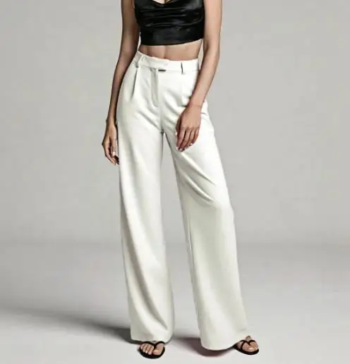 Neue Damen-Hose mit hoher Taille, geradem, weitem Bein, entspannte Silhouette und vielseitiger Stil, formelle Hose