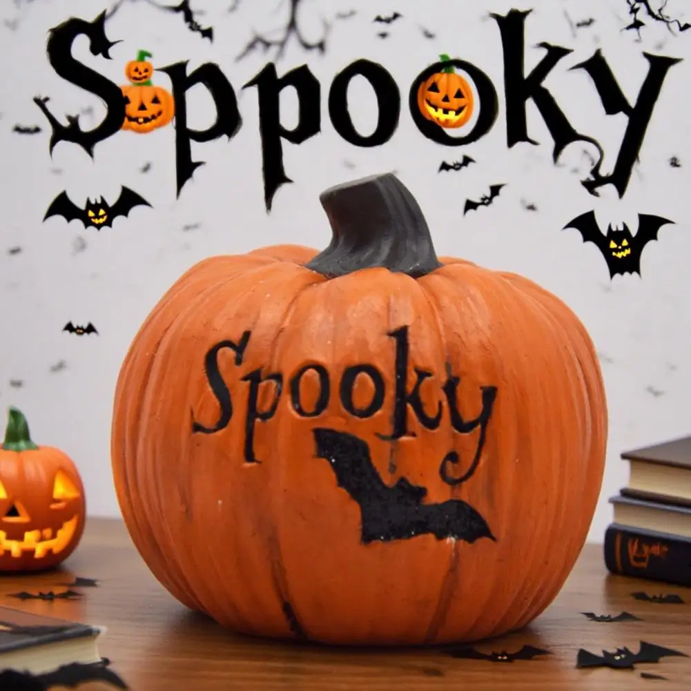 

Resin Pumpkin Decoration Spooky Halloween Pumpkin Figurine Cute Farmhouse Decoration for Home Mantel Front Door