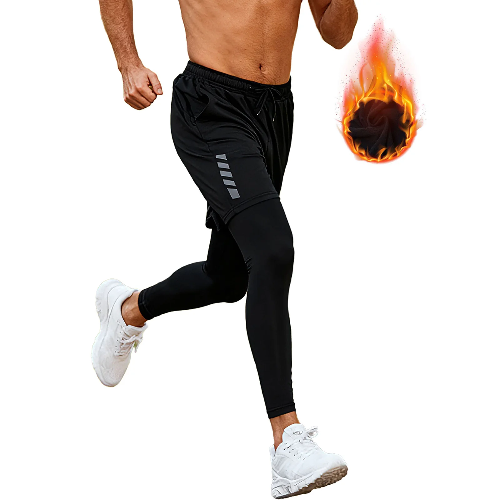 남성용 운동복 플리스 안감 레깅스와 백 웨이스트 쇼츠 성인 남성 복싱 체육관 피트니스 스포츠 운동 러닝 의류