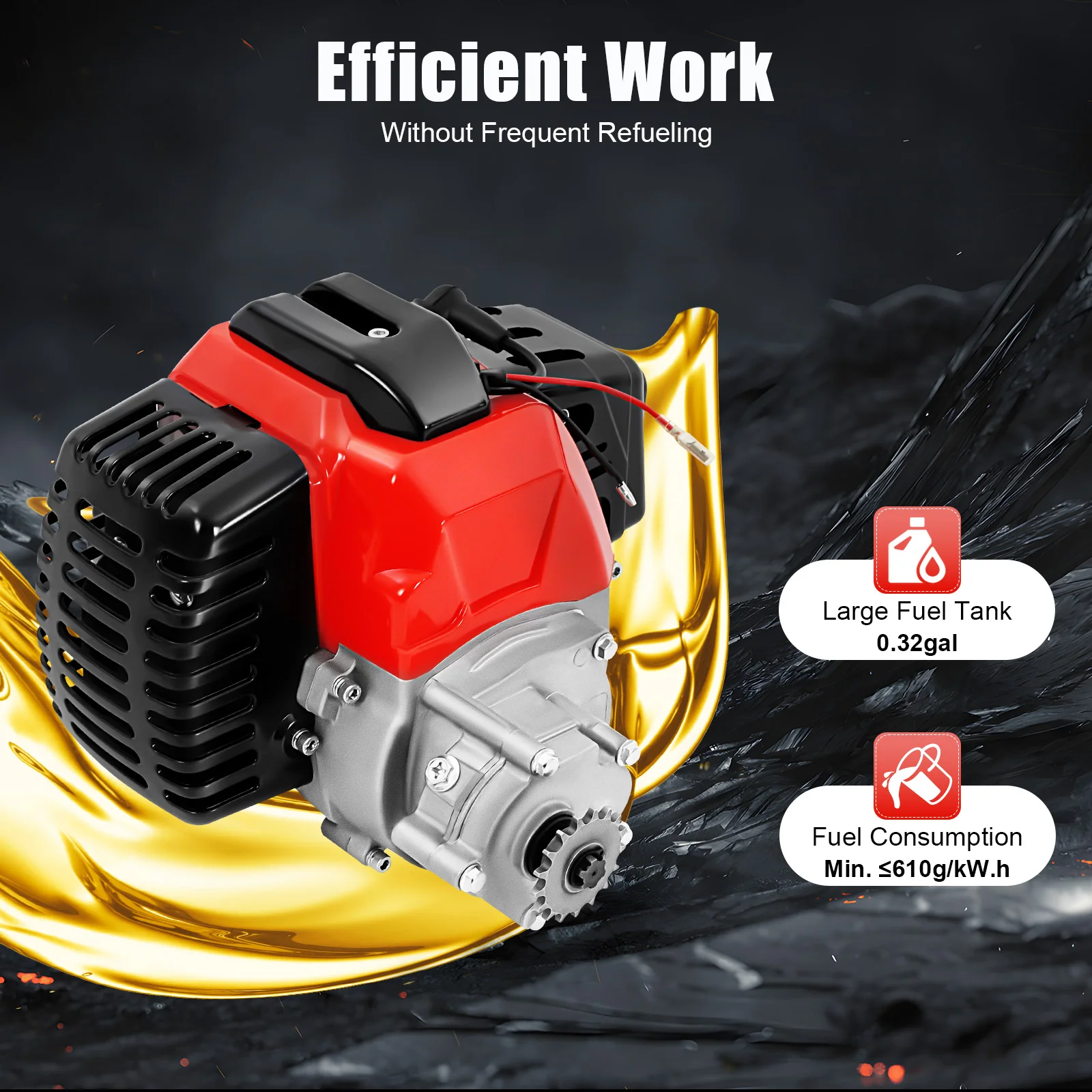 

49CC 2-Stroke Engine Motor Pull Start Engine Shortblock Assembly with Carburetor Air Filter Gear Box for Dual Sport Motorcycle