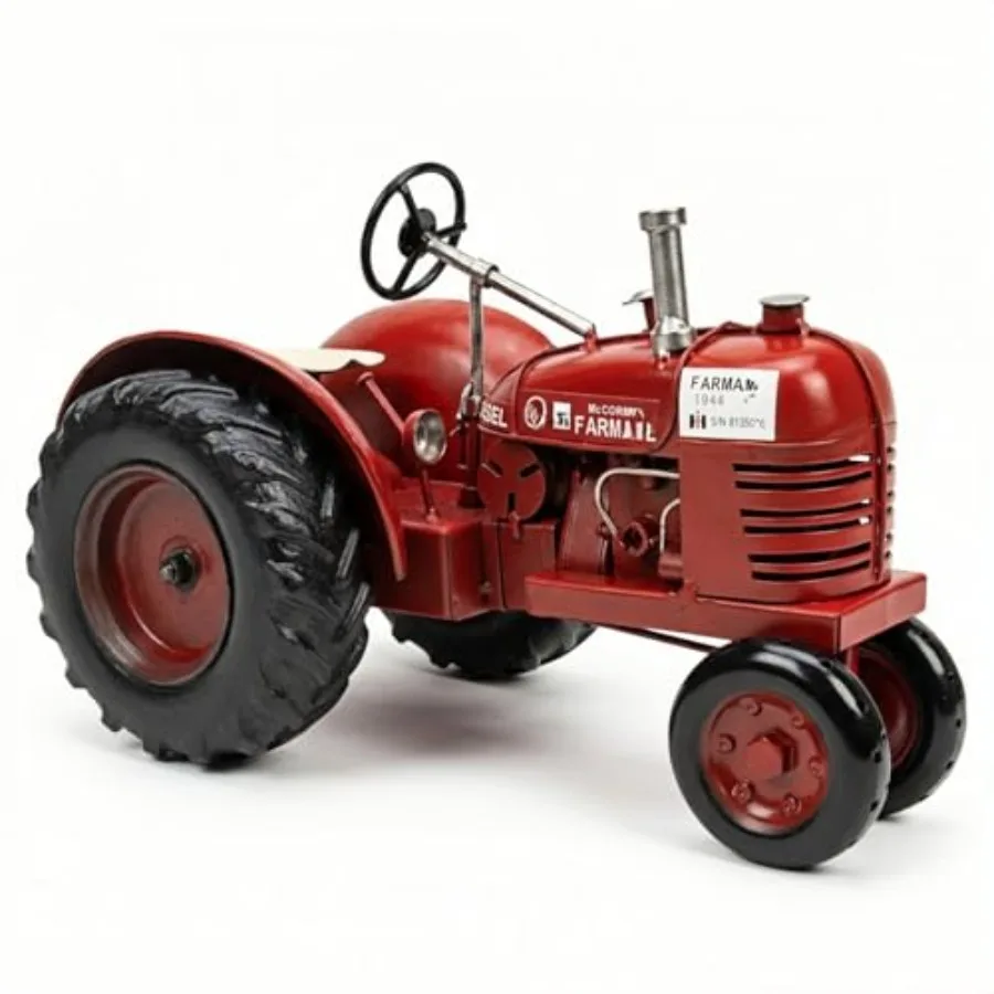 

Farmhouse decor collectible: vintage red 1:16 scale die-cast metal tractor model for home office or adult gift
