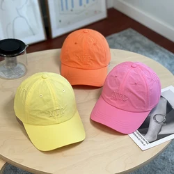 Korean Style Spring and Summer Thin Letters Embroidered Quick-Drying Cloth Baseball Cap for Women Sun-Poof Peaked Cap Trendy Men