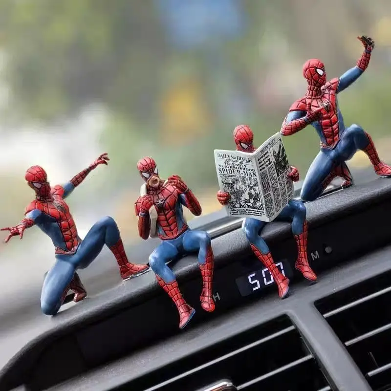 Marvel Spider Man Car Dashboard Creative Decoration Desktop Cute Decoration Cartoon Character Model Car Interior Boy Gift