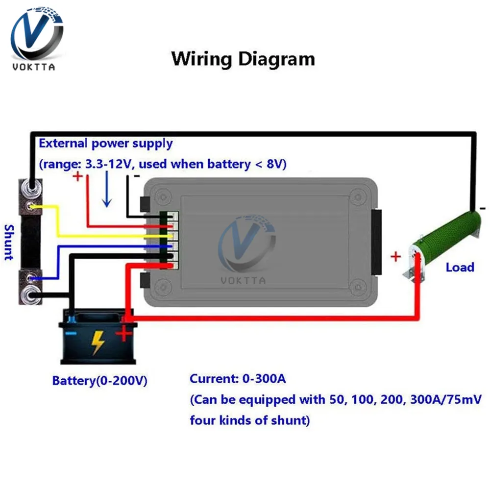 PZEM-015 100A DC Battery Tester Voltmeter Ammeter Power Voltage Current Impedance Capacity Energy Meter Monitor built-in shunt