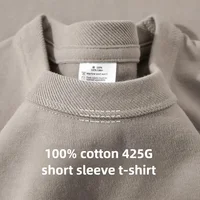 Heavy Wight 425 grammes hommes T-Shirt coton demi manches Brathable haute qualité col rond hauts basiques hommes T-Shirt d'été 4