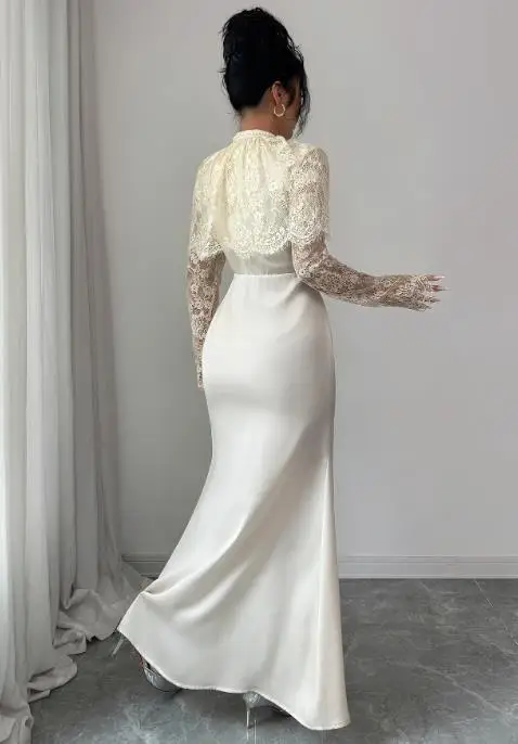 

Dress New Fashion 2025 Autumn/winter Party Evening Elegant Dresses for Women Lace Splicing Bag Hip Skirt Dress Women's Wear