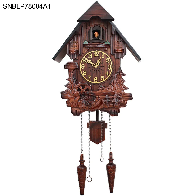 Винтажные деревянные настенные часы с изображением кукушки, украшение ручной работы из липы с птицами, музыкальное время, будильник, часы