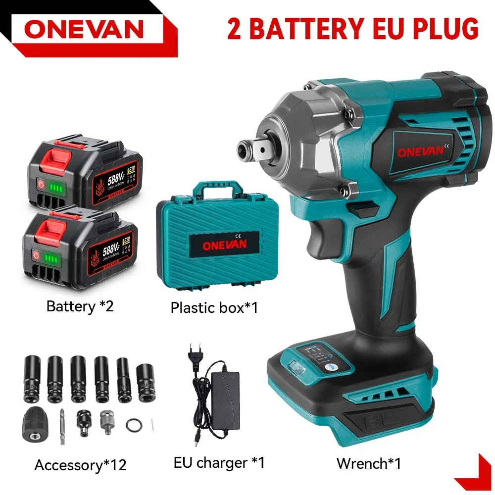 ONEVAN 1200N.M borstelloze elektrische slagmoersleutel 3 functies 1/2 "snoerloze draagbare schroevendraaier boorgereedschap voor Makita batterijpin