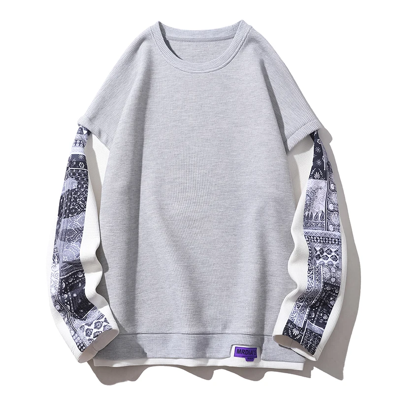 

Men's Fake Two Piece Slim Fit Pullover, Autumn New Hoodie, American Fashion Street Top, Classic Hoodie Clothing