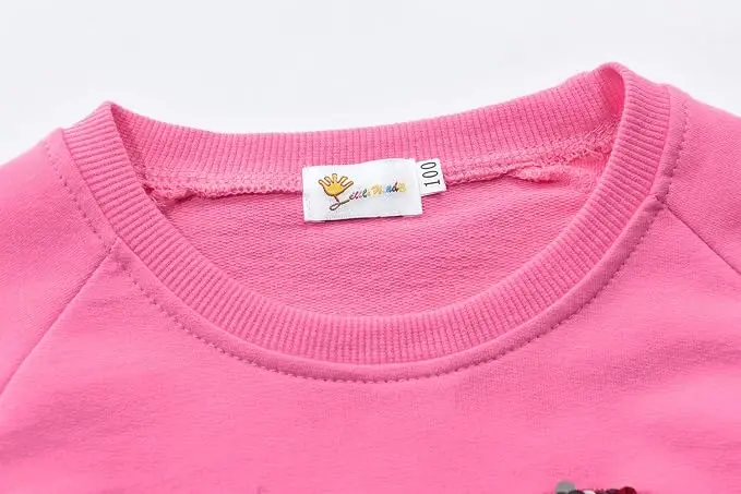 Little Hand Girls Long‑Sleeve Sweatshirt Reversible Sequin Heart Decor Pullover Tops Ruffle Sleeve Crew‑Neck Casual Outfit 2-7T