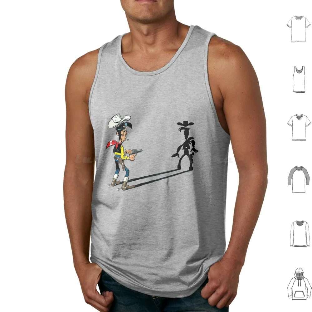 

Lucky Luke Tank Tops Vest Sleeveless Anniversary Menu Cup Son Girl Child Vintage Worship Popular Fun Friendly Amusing Comic