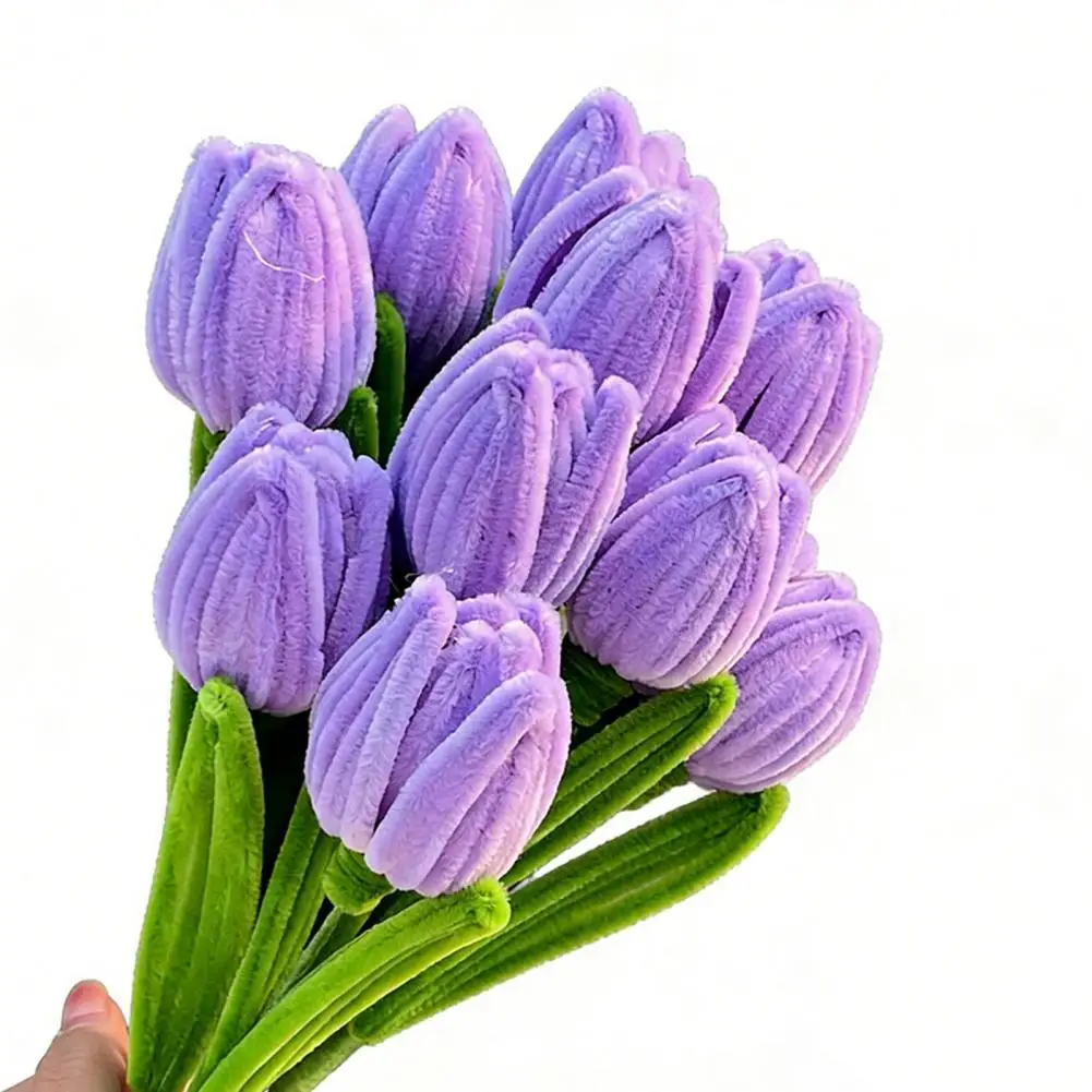 Holiday Gift Flowers Handmade Pipe Cleaner Flowers Gift Set Artificial Tulip Craft Decorations Unique Floral Presents for Women view 6