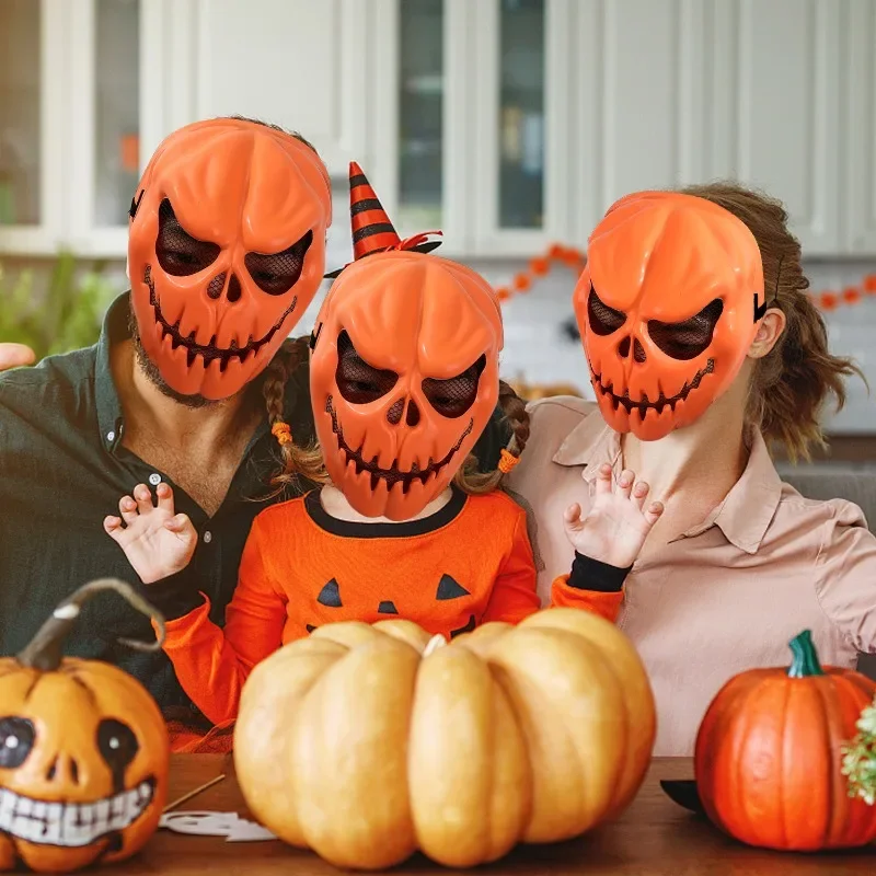 1-2 pezzi maschera per copricapo a tema zucca horror di Halloween zucca arancione copricapo spaventoso Halloween Cosplay Dress Up oggetti di scena per feste