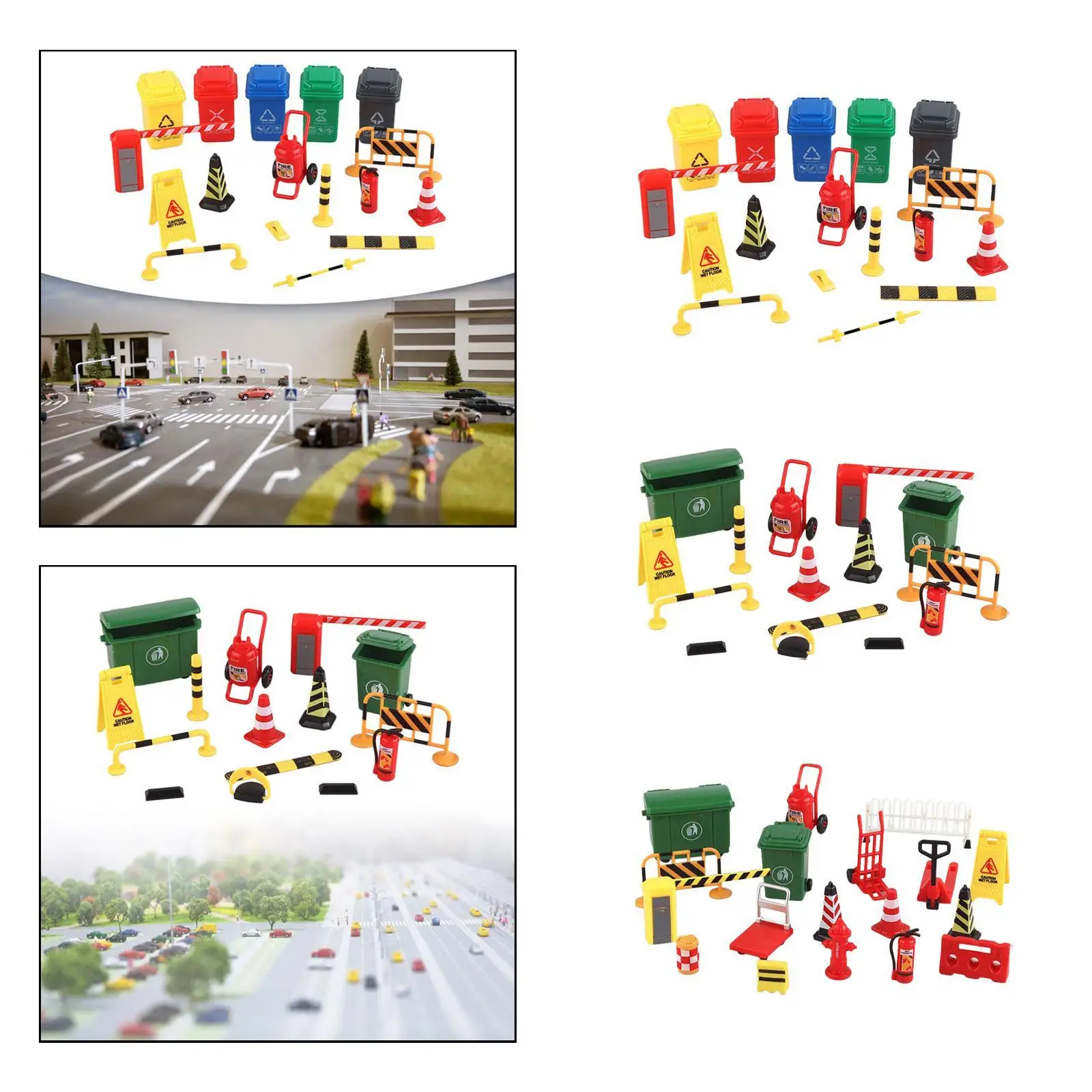 Mini Traffic Signs Toys Model Scene for 1:36 Scale Fairy Garden Street Signs